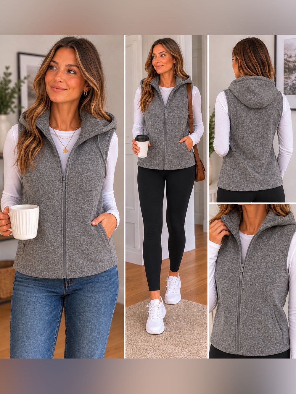 Duluth Trading Co Gray Zip-Up Sleeveless Fleece Vest